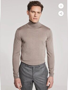JACK VICTOR wool silk cashmere gray turtleneck sweater - size medium